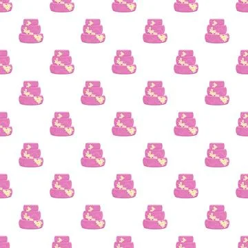 Seamless pattern featuring pink multi tiered celebration cakes Stockillustratie