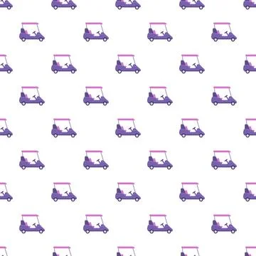Seamless pattern featuring purple golf carts repeated 스톡 일러스트