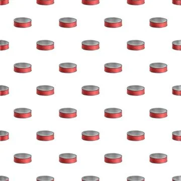 Seamless pattern featuring red canned food containers Illustrazione stock
