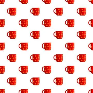 Seamless pattern featuring red mugs with polka dots イラスト素材