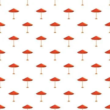 Seamless pattern featuring red parasols for summer backgrounds Stock Illustration