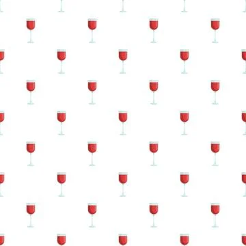 Seamless pattern featuring red wine glasses on white background 스톡 일러스트