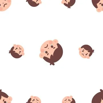 Seamless Pattern Featuring Repeating Cartoon Angry Boy Emoticons in Rotatin.. Illustrazione stock