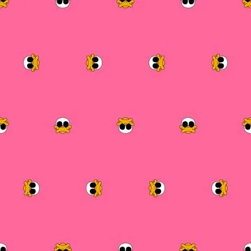 Seamless pattern featuring repeating duck skulls on a bright pink backgroun.. Stock Illustration