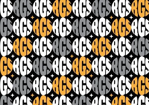 Seamless pattern featuring a repeating geometric motif, round shape text Stock Illustration