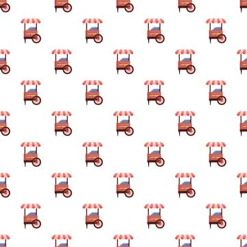 Seamless pattern featuring repeating hot dog carts Illustrazione stock