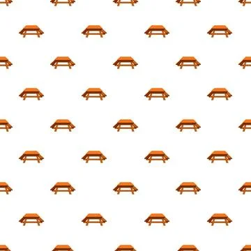 Seamless pattern featuring repeating picnic table illustrations Stock Illustration