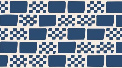 Seamless pattern featuring repeating rows of solid dark blue rounded rectan.. Stock Footage 345538236