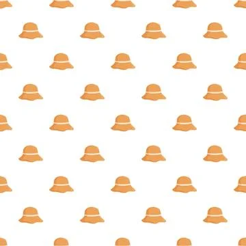 Seamless pattern featuring a repetition of straw hats Stock Illustration