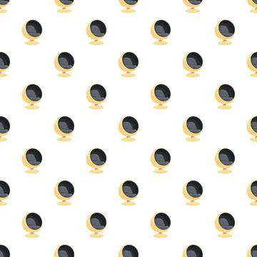 Seamless pattern featuring retro futuristic yellow sphere chairs 스톡 일러스트