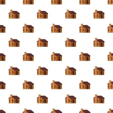 Seamless pattern featuring rustic brown wooden cabins Stock-Illustration