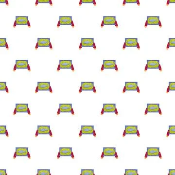 Seamless pattern featuring a small cartoon fish in an aquarium Illustrazione stock