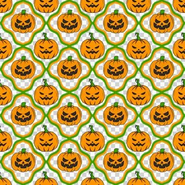 Seamless Pattern Featuring Spooky Jack O Lantern Pumpkins for Halloween Stock Illustration