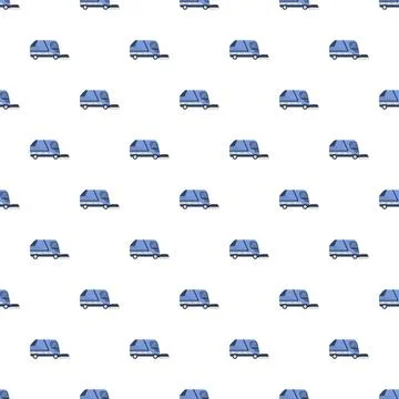 Seamless pattern featuring street sweeper vehicles cleaning city Stock Illustration