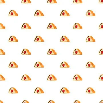 Seamless pattern featuring sweet pastries with red jam filling Stock-Illustration