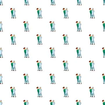 Seamless pattern featuring two friends talking Illustration