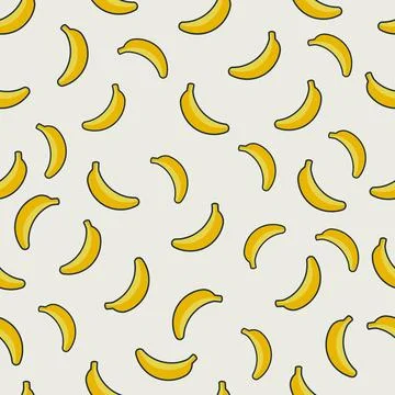 Seamless pattern featuring vibrant yellow hand-drawn banana illustrations s.. Stock Illustration