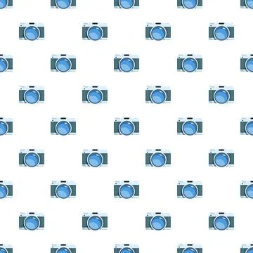 Seamless pattern featuring vintage camera icons background Stock Illustration