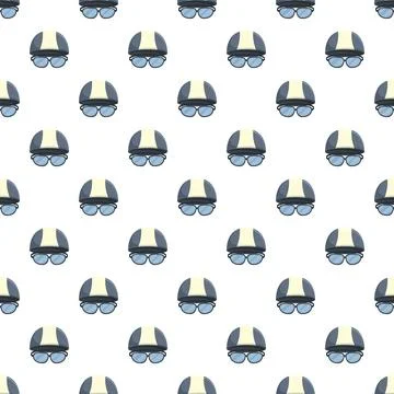 Seamless pattern featuring vintage motorcycle helmet and goggles Stock Illustration