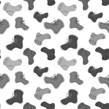 Seamless pattern featuring warm knitted socks and in black and white colors Stock Illustration