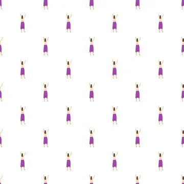 Seamless pattern featuring women raising arms in celebration Stock Illustration