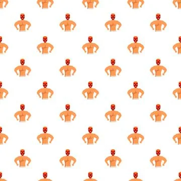 Seamless pattern featuring wrestling athlete wearing red mask Stock Illustration