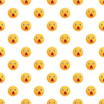 Seamless pattern featuring a yellow emoji expressing surprise Stock Illustration