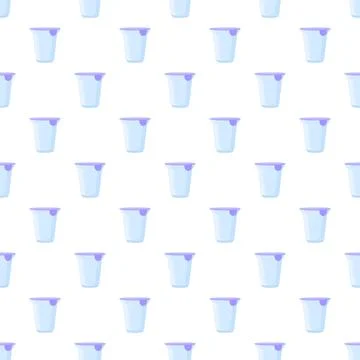 Seamless pattern featuring yoghurt plastic cups repeating Stock Illustration