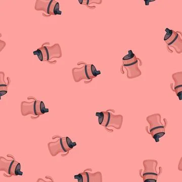 Seamless pattern fedding sippy cup cartoon vector Stock Illustration