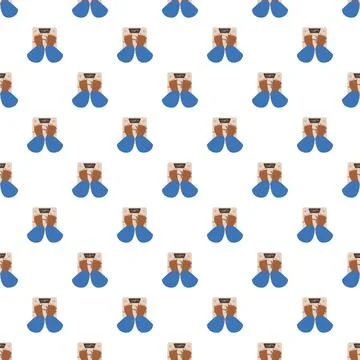 Seamless pattern of feet standing on a weight scale Stock Illustration