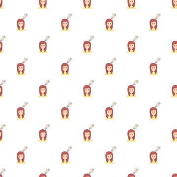 Seamless pattern with female character getting hair coloring treatment 스톡 일러스트