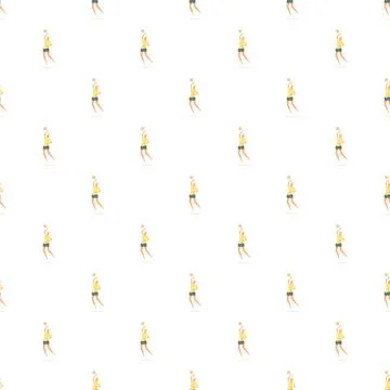 Seamless pattern with female volleyball player serving ball Stock Illustration