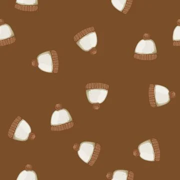 Seamless pattern female winter hat woman cartoon vector 스톡 일러스트