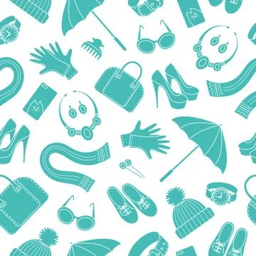 Seamless pattern with feminine accessories Stock Illustration