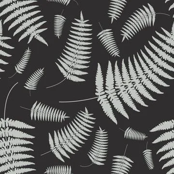 Seamless pattern of fern leaves in gray tones Stock Illustration