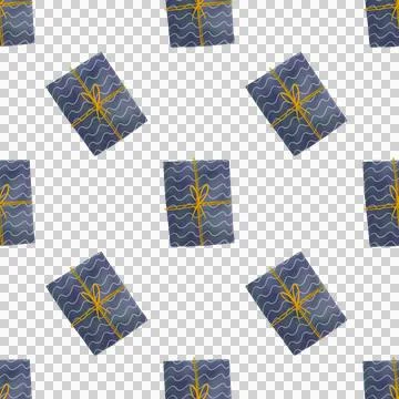Seamless pattern. Festive blue boxes. Watercolor illustration. Stock-Illustration