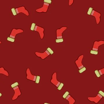 Seamless pattern festive christmas sock cartoon vector 스톡 일러스트