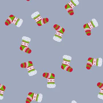 Seamless pattern festive christmas sock cartoon vector Illustrazione stock