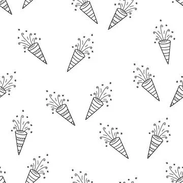 Seamless pattern of festive crackers. Fireworks background. Vector illustra.. Stock Illustration