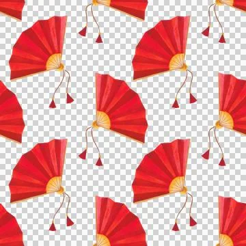 Seamless pattern with festive elements in an Asian style. Hand-drawn watercolor Illustrazione stock