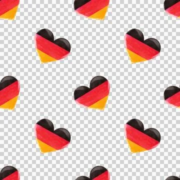 Seamless pattern with festive elements of German symbols. Heart-shaped flag Illustrazione stock