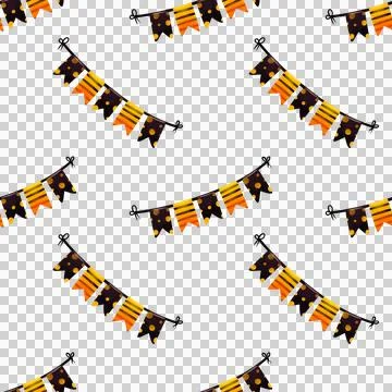 Seamless pattern with festive garlands of orange and black colors for Halloween. Stock Illustration