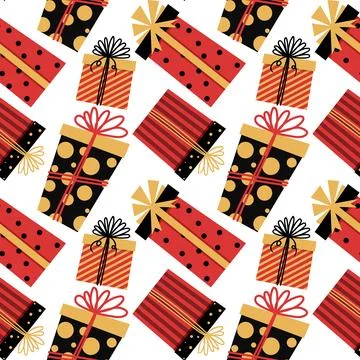 Seamless pattern with a festive gift for Christmas or birthday. Stock-Illustration