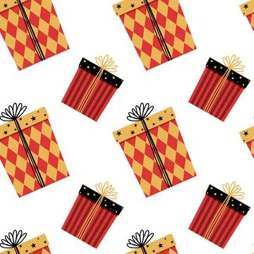 Seamless pattern with a festive gift for Christmas or birthday. Stock Illustration