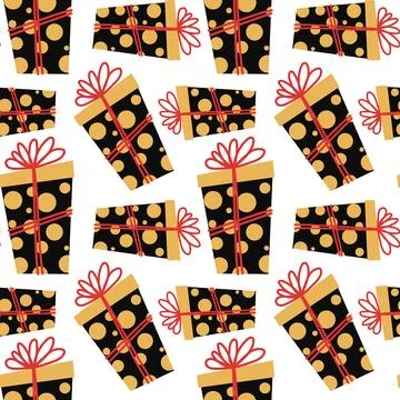 Seamless pattern with a festive gift for Christmas or birthday. Stock Illustration