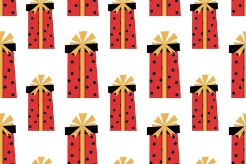 Seamless pattern with a festive gift for Christmas or birthday. Stock Illustration