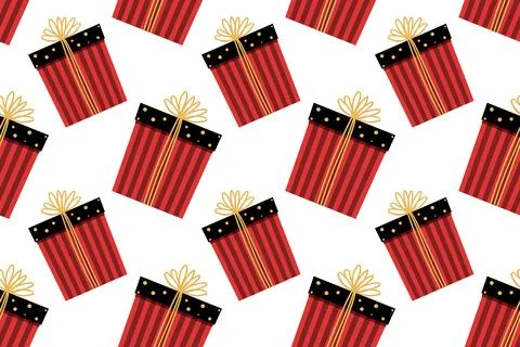 Seamless pattern with a festive gift for Christmas or birthday. Stock Illustration