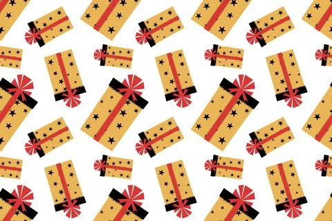 Seamless pattern with a festive gift for Christmas or birthday. Stock Illustration