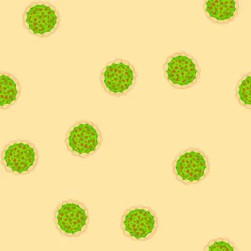 Seamless pattern festive green cake top view with toppings Stock Illustration