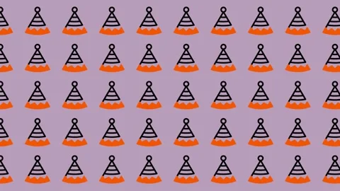 Seamless Pattern of Festive Party Hats on a Purple Background. Video stock 325389883